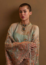 Indian Mint Aqua Embroidered Organza Cape Set (3-Piece) - Image 5