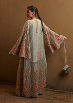 Indian Mint Aqua Embroidered Organza Cape Set (3-Piece) - Image 6