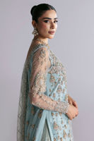 Aqua Zardozi Net Shirt with Jamawar Lehenga (3-Piece) - Image 5