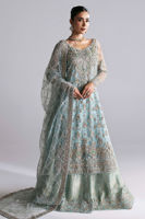 Aqua Zardozi Net Shirt with Jamawar Lehenga (3-Piece) - Image 6