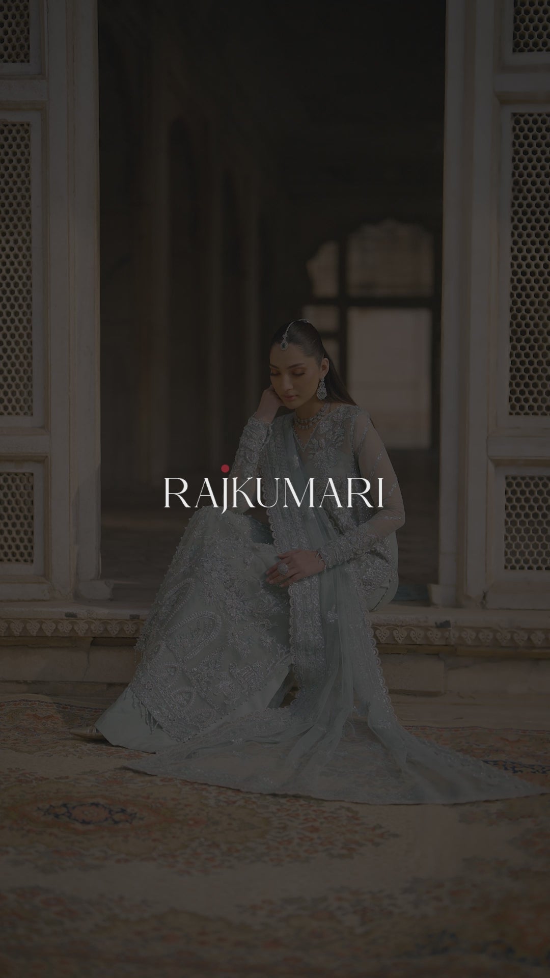 Pale Aqua Hand-Embroidered Organza Long Dress (3-Piece) - Image 9