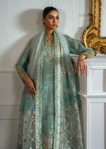 Aqua Gold Embroidered Silk Sharara (3-Piece) - Image 3