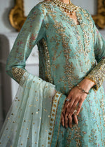 Aqua Gold Embroidered Silk Sharara (3-Piece) - Image 4