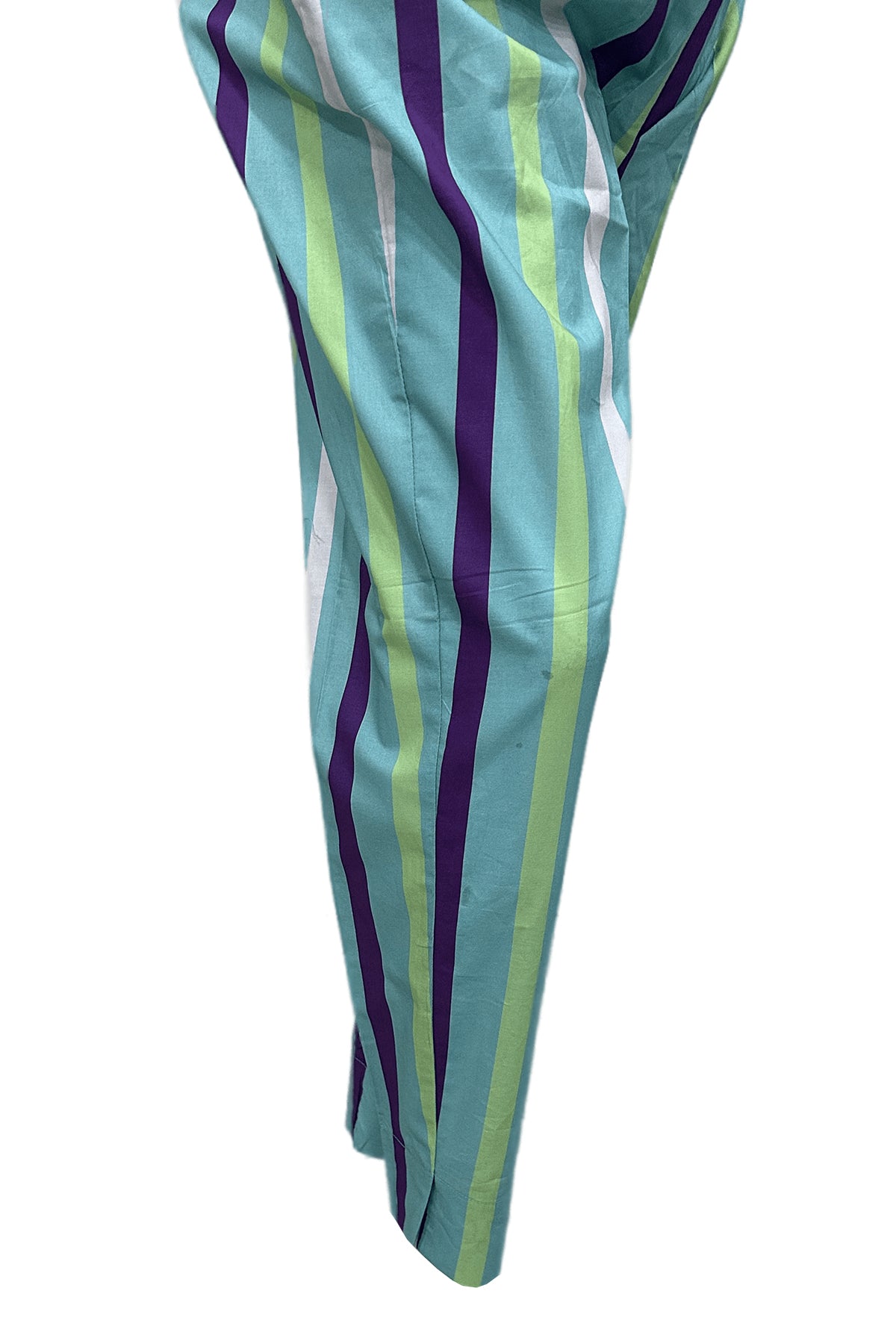 Pakistani Aqua Multi-Stripe Digital Printed Cotton Trouser (1-Pc) - Image 3
