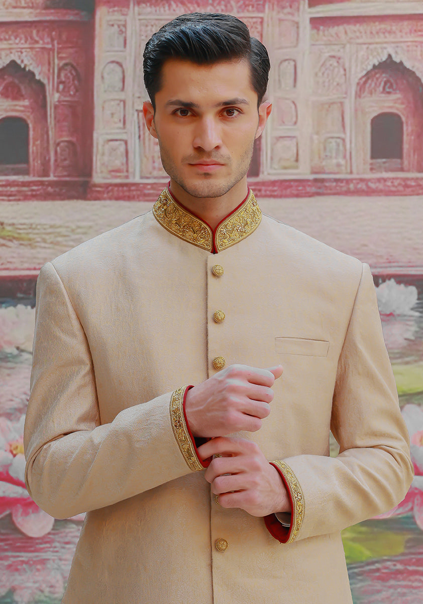 Sesame Jamawar Embroidered Sherwani (2-Piece) - Image 2