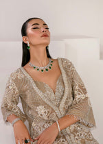 Beige Embroidered Net Jacket Co-ord Set (3-Piece) - Image 4