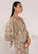 Beige Embroidered Net Jacket Co-ord Set (3-Piece) - Image 5