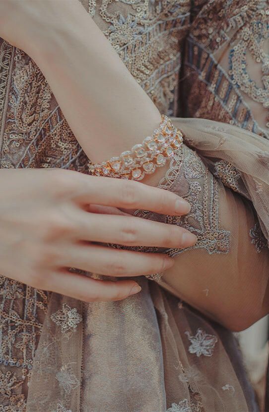 Beige Embroidered Tissue Jacket Co-ord Set (3-Piece) - Image 4