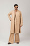 Beige Embroidered Cotton Kurta Set (3-Piece) - Image 2