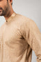 Beige Embroidered Cotton Kurta Set (3-Piece) - Image 6