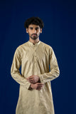 Light Beige Embroidered Cotton Kurta (2-Piece) - Image 6