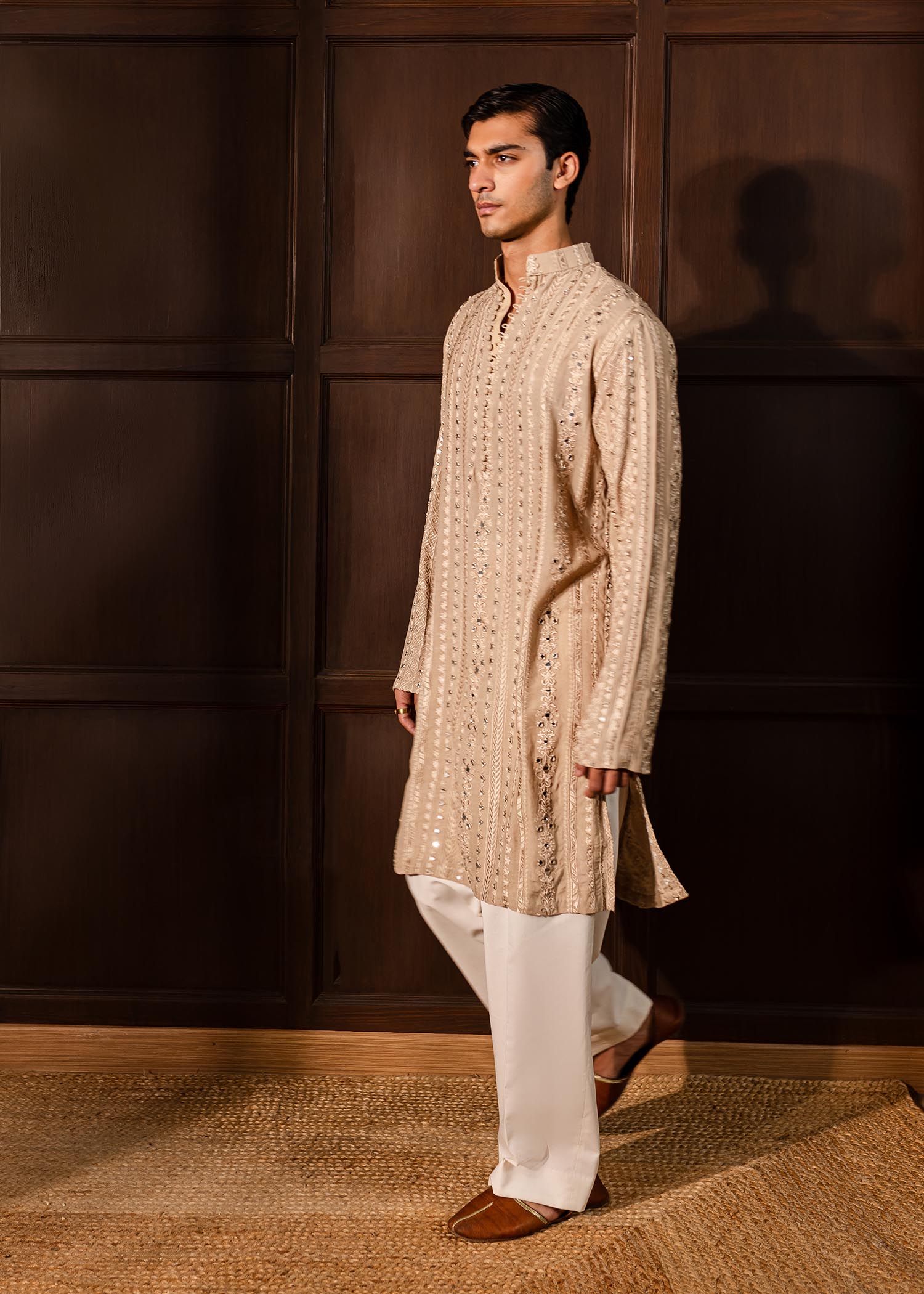Oat Embroidered PK Rawsilk Kurta (2-Piece) - Image 3
