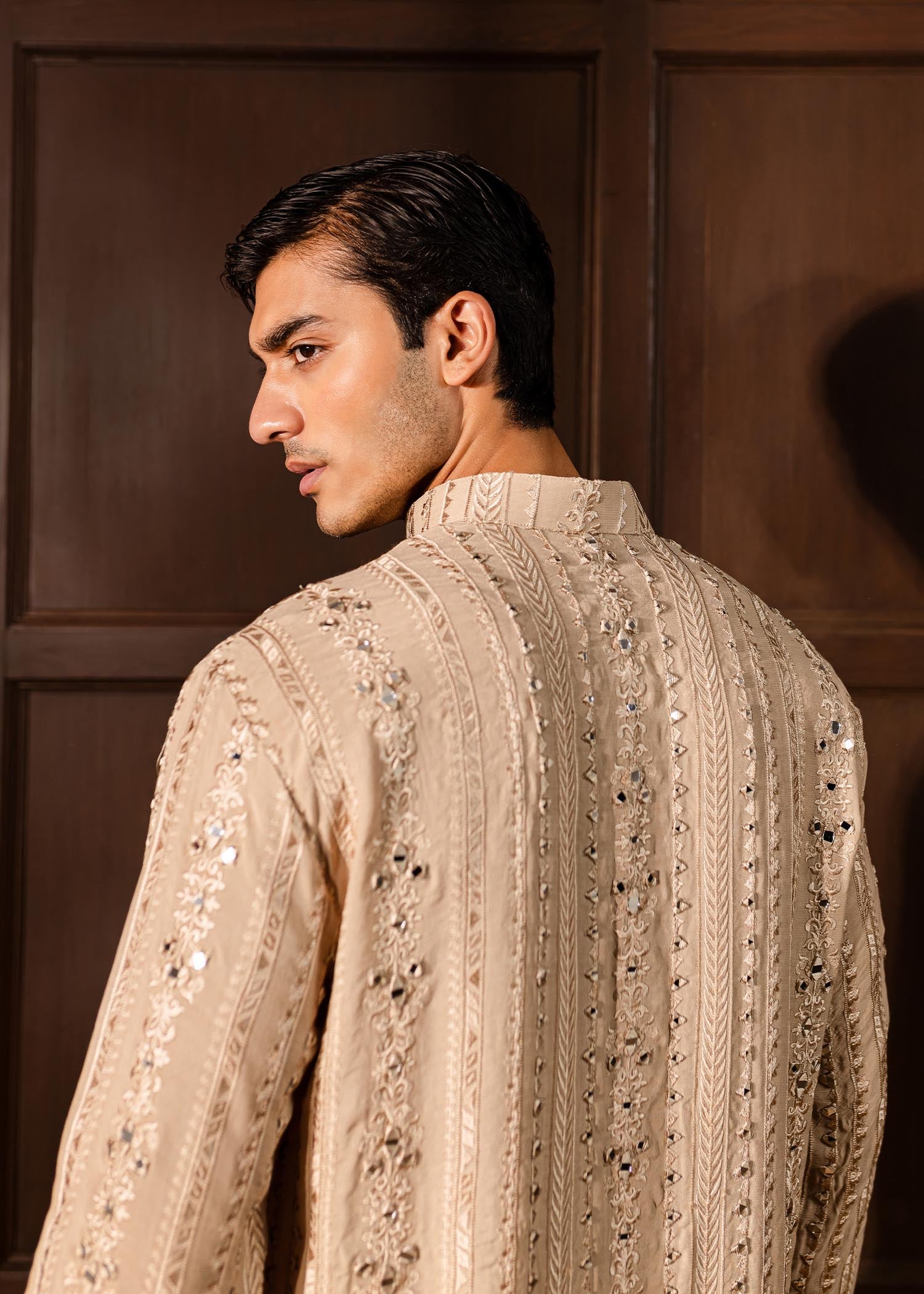 Oat Embroidered PK Rawsilk Kurta (2-Piece) - Image 5