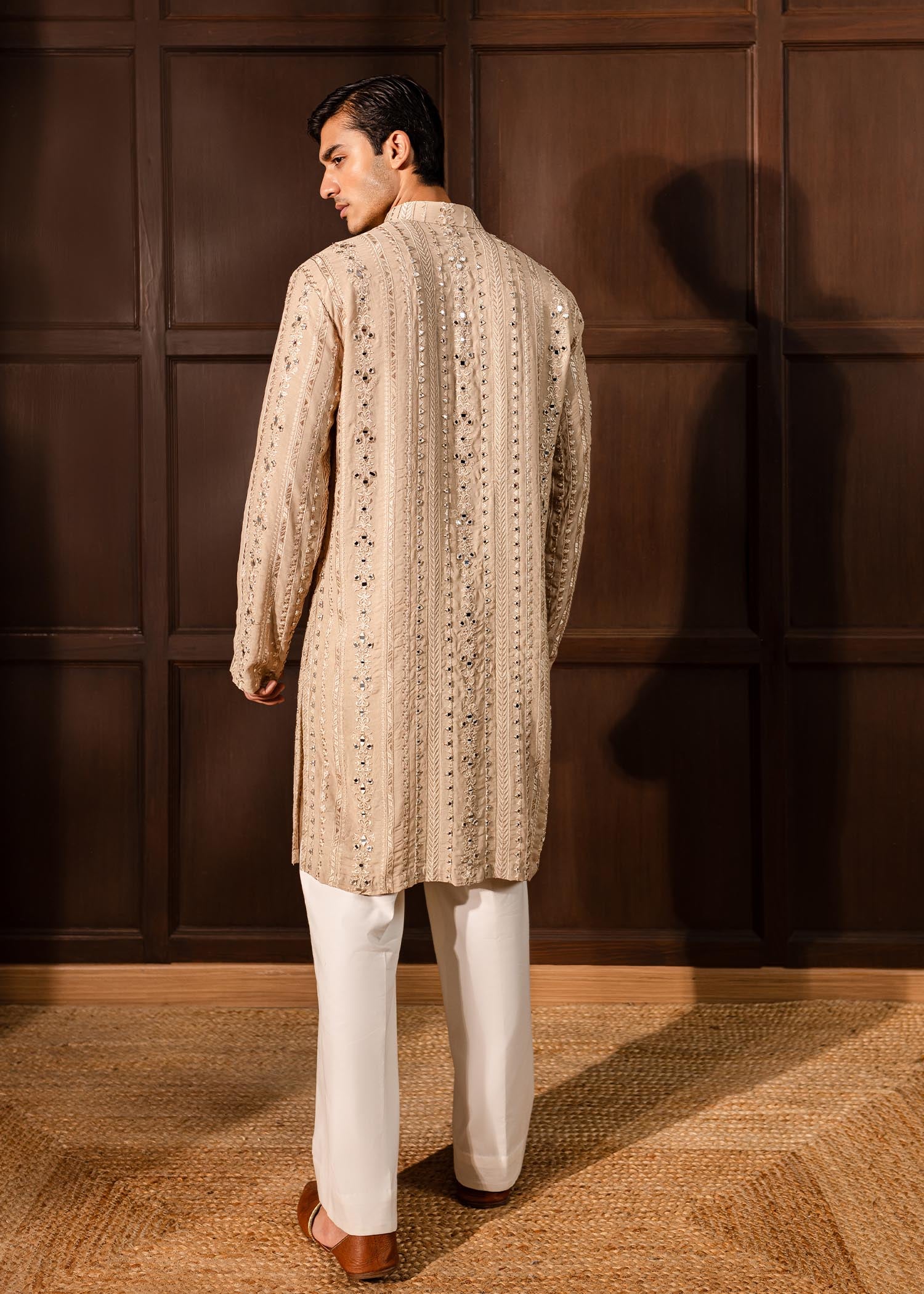 Oat Embroidered PK Rawsilk Kurta (2-Piece) - Image 6