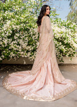 Pakistani Nude Embroidered Net & Silk Gharara Set (3-Piece) - Image 3