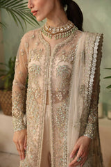 Pakistani Soft Beige Hand-Embellished Net & Organza Bridal Gown (2-Piece) - Image 6