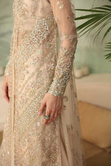 Pakistani Soft Beige Hand-Embellished Net & Organza Bridal Gown (2-Piece) - Image 7