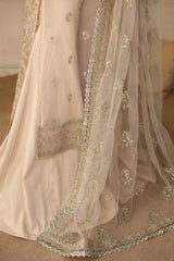Pakistani Soft Beige Hand-Embellished Net & Organza Bridal Gown (2-Piece) - Image 8