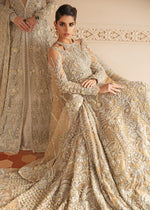 Beige Embroidered Net Bridal Gown (2-Piece) - Image 4