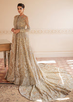 Beige Embroidered Net Bridal Gown (2-Piece) - Image 2