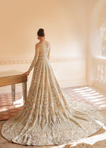 Beige Embroidered Net Bridal Gown (2-Piece) - Image 6
