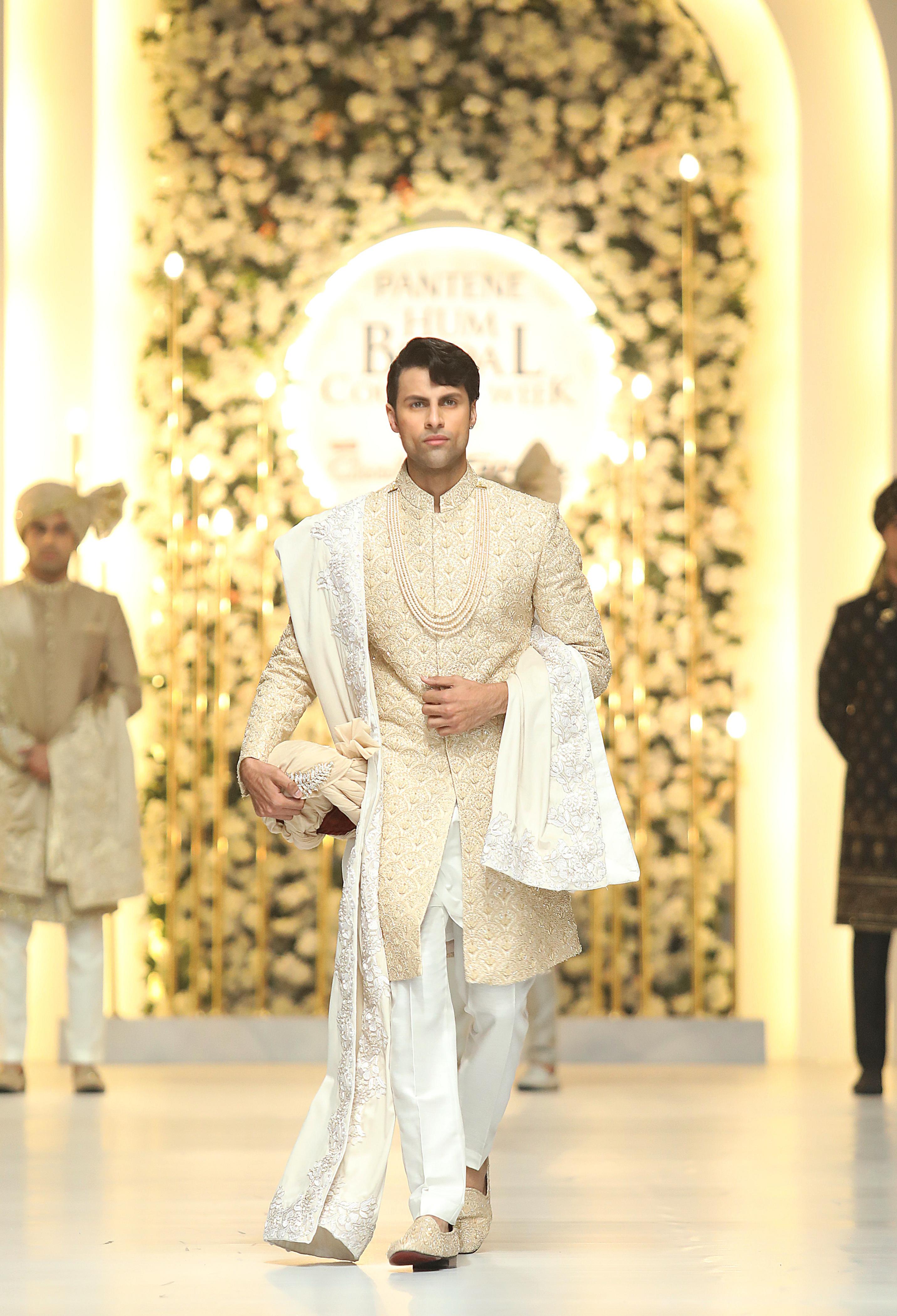 Beige Embroidered Jamawar Silk Sherwani (3-Piece) - Image 3