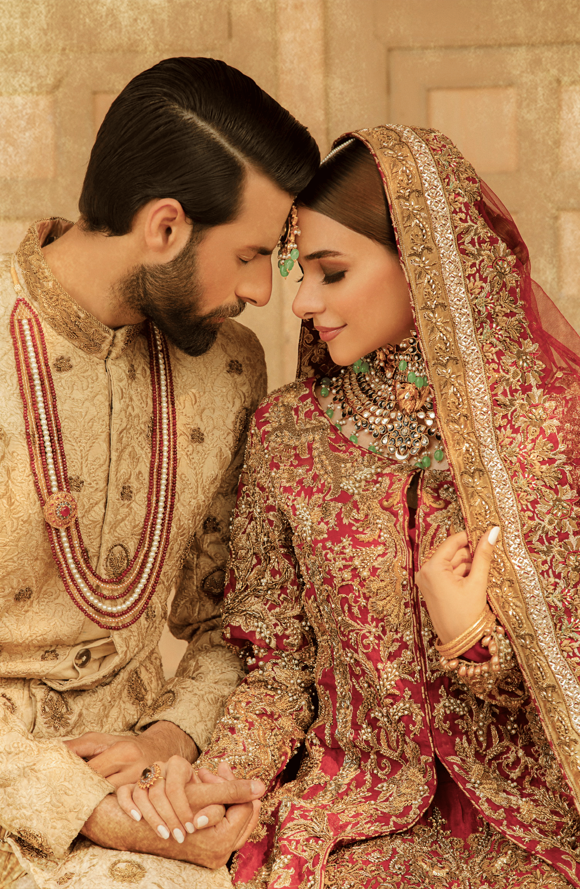 Beige Resham & Antique Gold Jamawar Sherwani (3-Piece) - Image 6