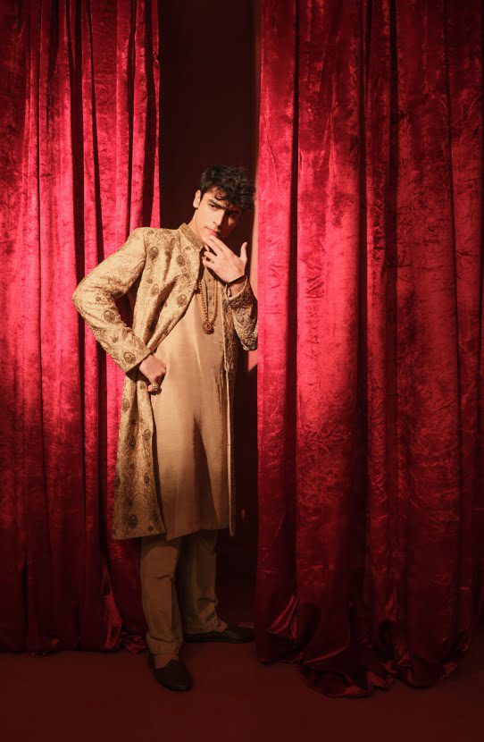 Beige Resham Embroidered Raw Silk Sherwani (3-Piece) - Image 6