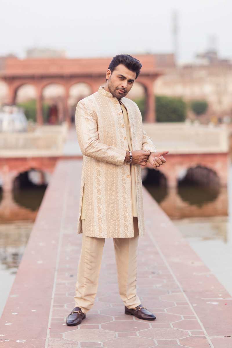 Beige Embroidered Raw Silk Groom Sherwani (3-Piece) - Image 8