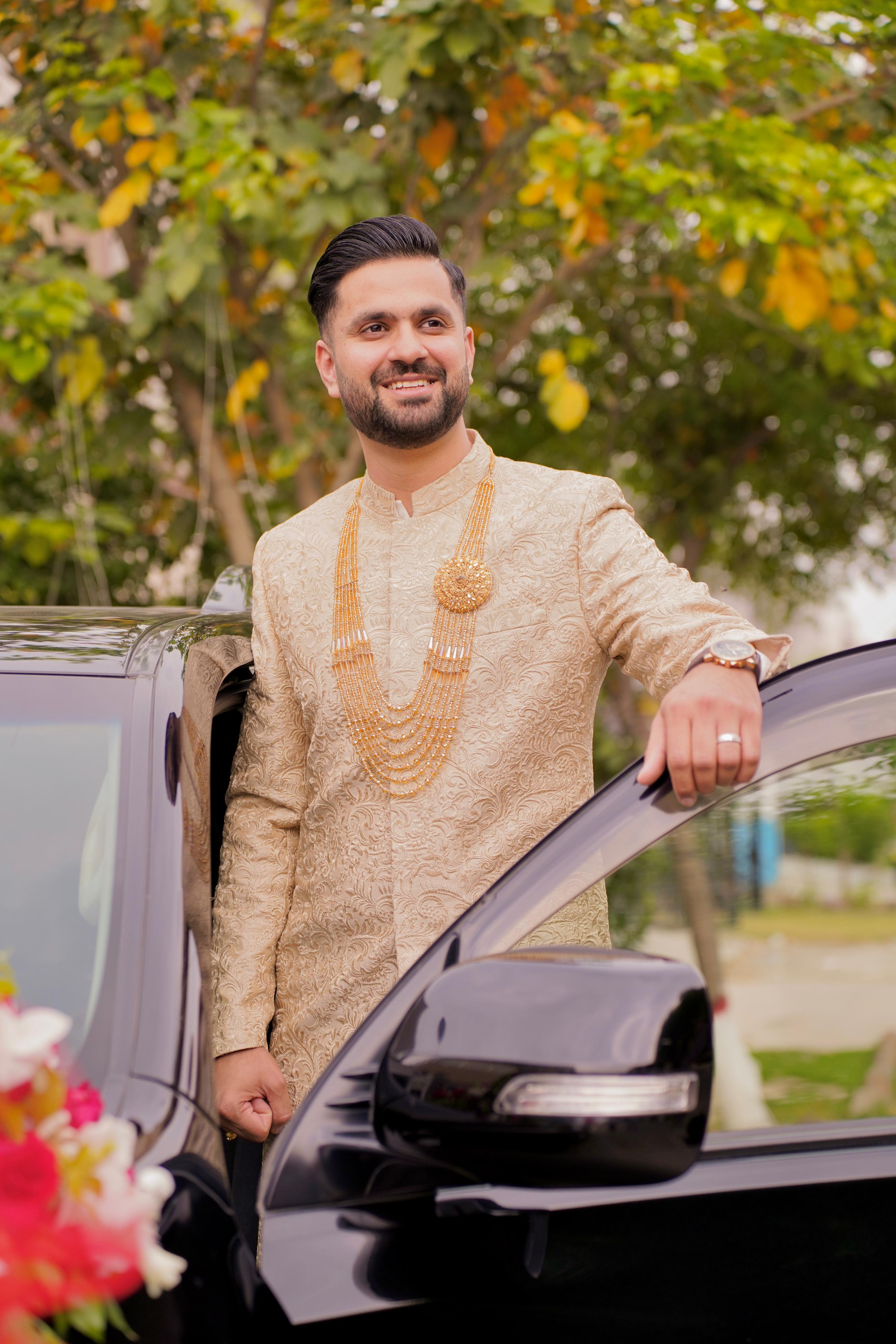 Beige Cut Dana Silk-Blend Sherwani (3-Piece) - Image 4