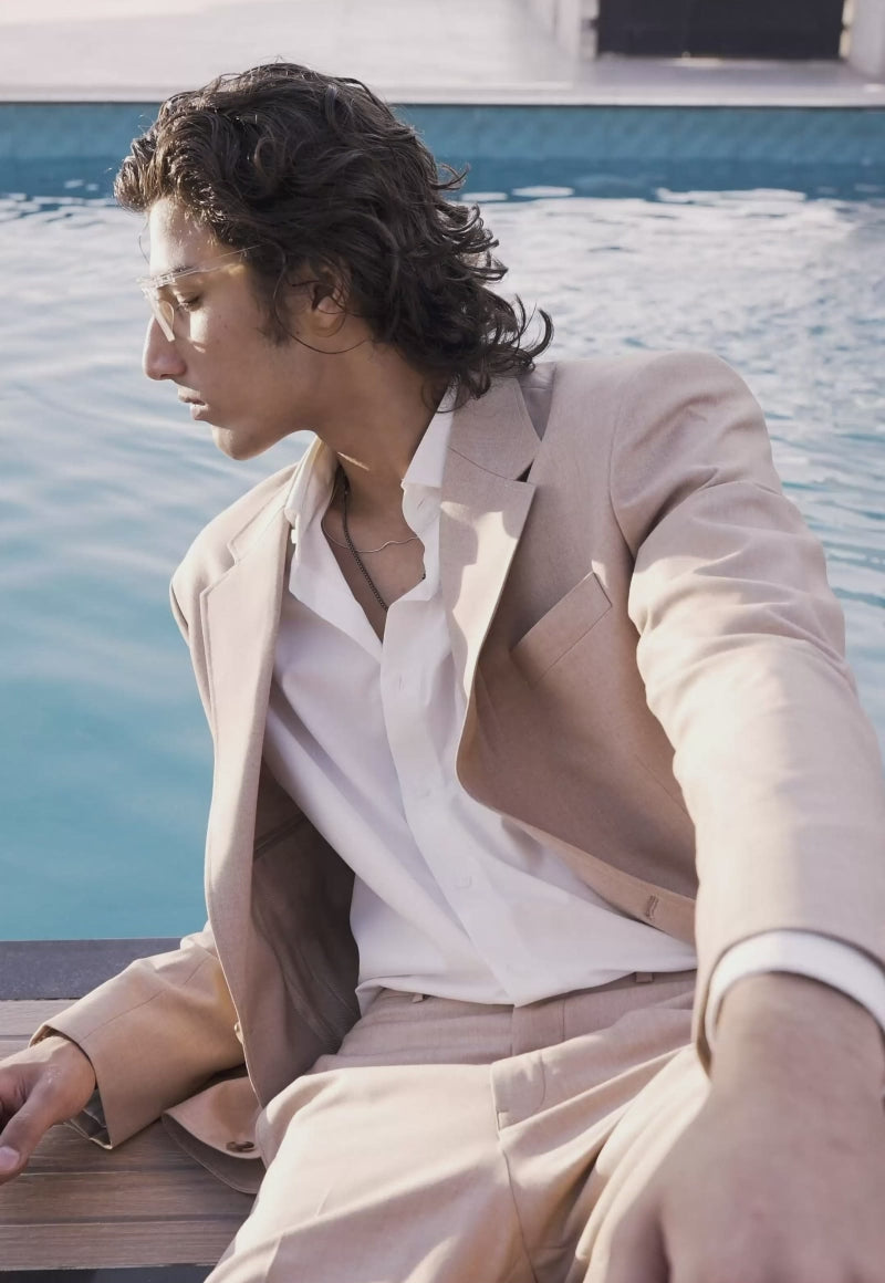 Fawn Suiting Fabric 2-Piece Groom Suit - Image 4