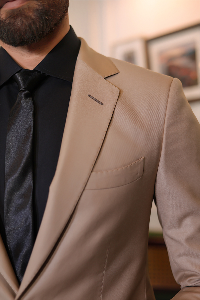 Beige Suiting Single-Breasted Blazer (2-Piece) - Image 3