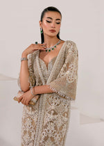 Beige Embroidered Net Jacket with Raw Silk Pants (3-Piece) - Image 3