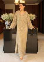 Pakistani Skin Embellished Net Kaftan Gown (3-Piece) - Image 2