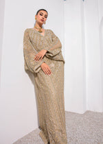 Pakistani Skin Embellished Net Kaftan Gown (3-Piece) - Image 3