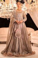 Taupe Lamé Kalidar with Silver Zardozi (3-Piece) - Image 5