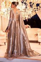 Taupe Lamé Kalidar with Silver Zardozi (3-Piece) - Image 6