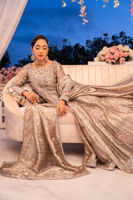 Taupe Lamé Kalidar with Silver Zardozi (3-Piece) - Image 8