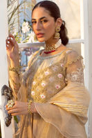 Pakistani Beige Zardozi Lorex Kalidar Dress (3-Piece) - Image 2