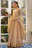 Pakistani Beige Zardozi Lorex Kalidar Dress (3-Piece) - Image 3