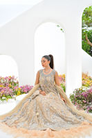 Taupe Embellished Net Kalidar Dress (2-Piece) - Image 6