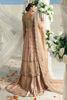 Beige Embroidered Shimmer Cotton Net & Jamawar Lehenga (3-Piece) - Image 4
