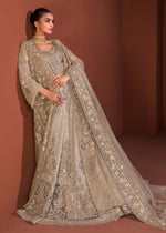 Indian Beige Embellished Net Bridal Lehenga (3-Piece) - Image 10