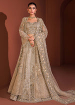 Indian Beige Embellished Net Bridal Lehenga (3-Piece) - Image 2
