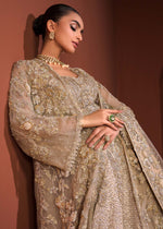 Indian Beige Embellished Net Bridal Lehenga (3-Piece) - Image 8