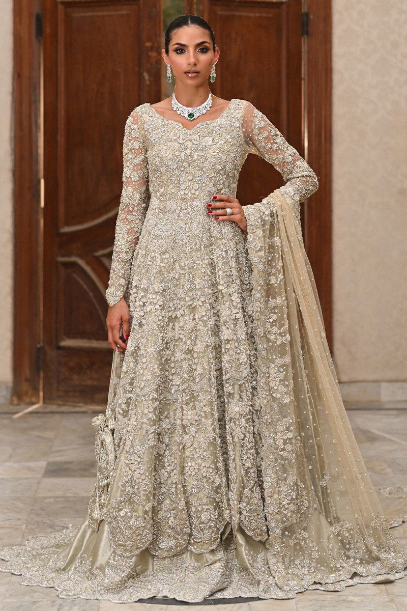 Sand Embellished Net Kalidaar Lehenga (3-Piece) - Image 1