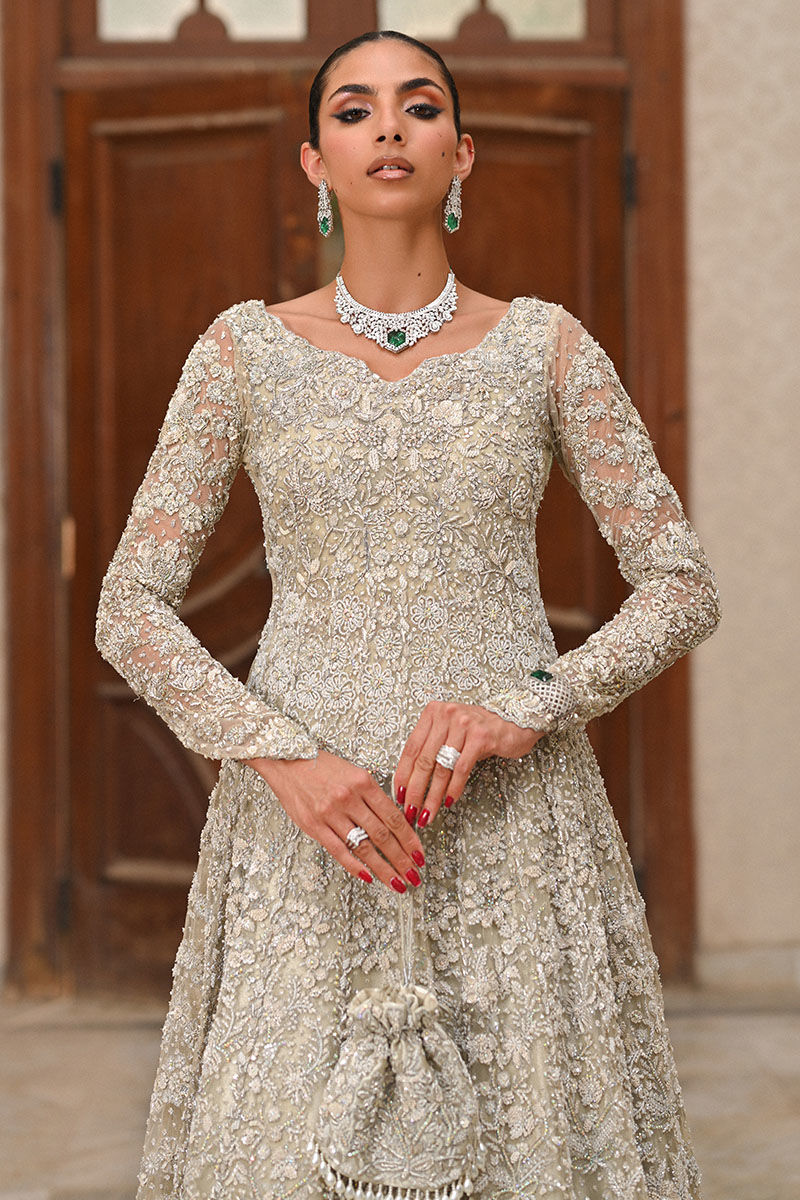 Sand Embellished Net Kalidaar Lehenga (3-Piece) - Image 2