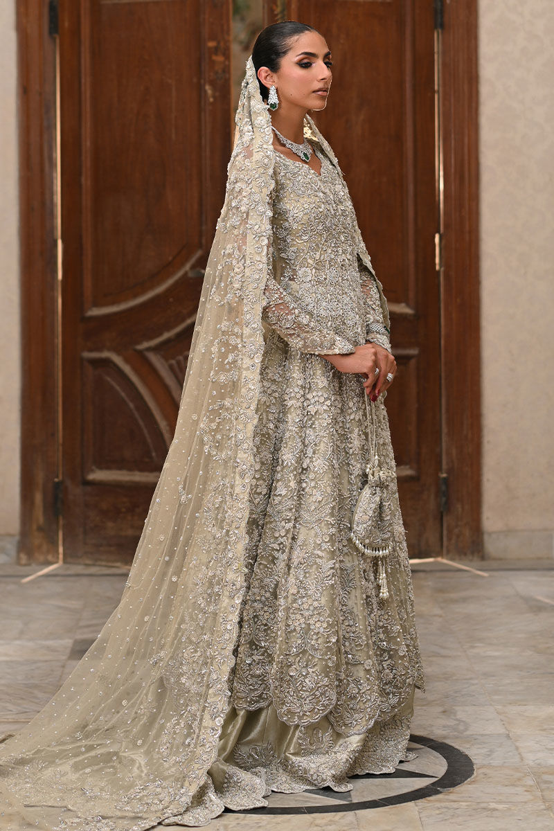 Sand Embellished Net Kalidaar Lehenga (3-Piece) - Image 5
