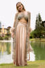 Nude Embellished Pure Net Jacket with Silk Lehenga (3-Piece) - Image 2