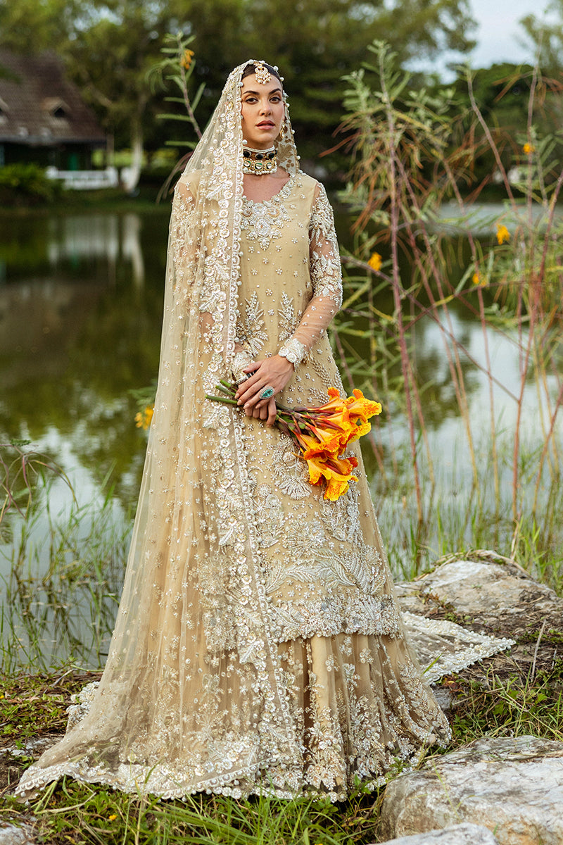 Beige Embellished Net Bridal Lehenga (3-Piece) - Image 1